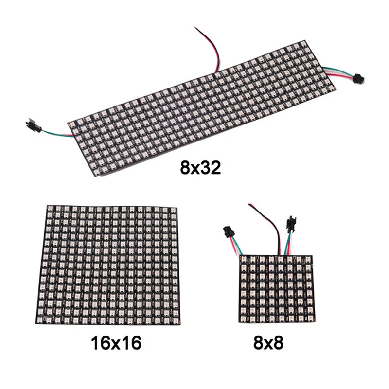 

DC5V WS2812B LED Panel Light 8X8 16X16 8X32 256 Pixels Digital Flexible Individually Addressable Full Color Display Screen Lamp