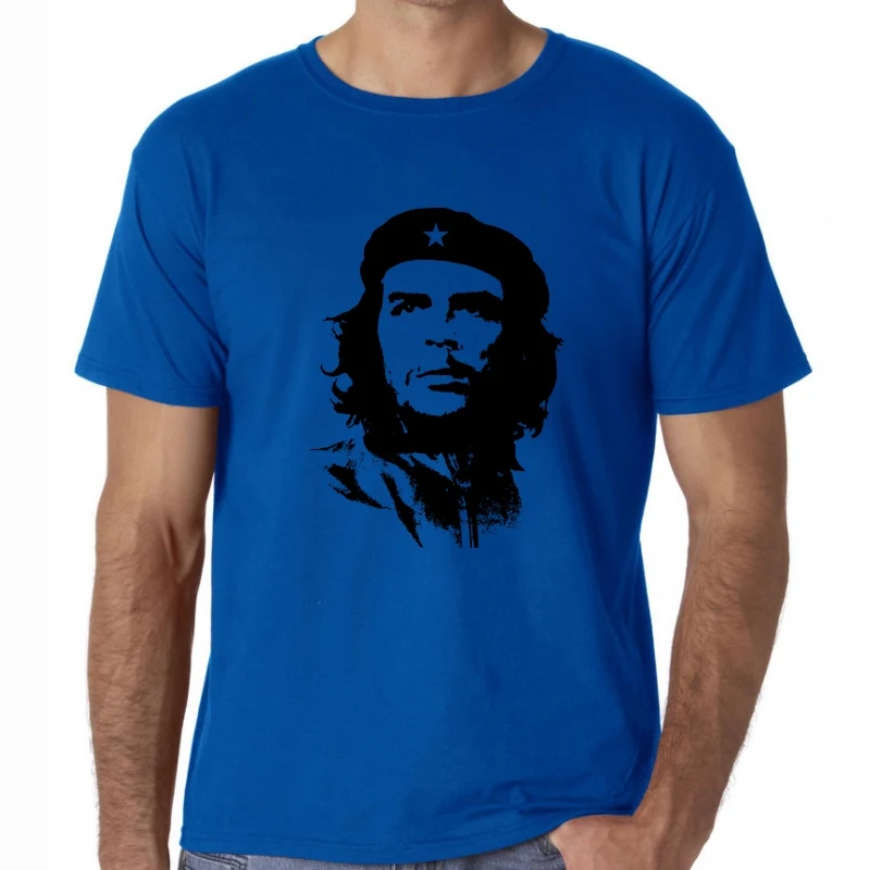 Синий BLWHSA Che Guevara Hero, Мужская футболка, высокое качество, с принтом, хлопок, короткий рукав, футболки, хипстер, с рисунком, крутая мужская одежда - Цвет: Синий