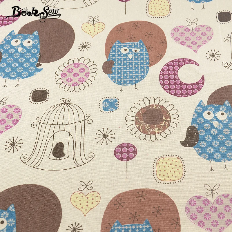Ткань для шитья скатерть подушка наволочка принт Мультяшные совы дизайн