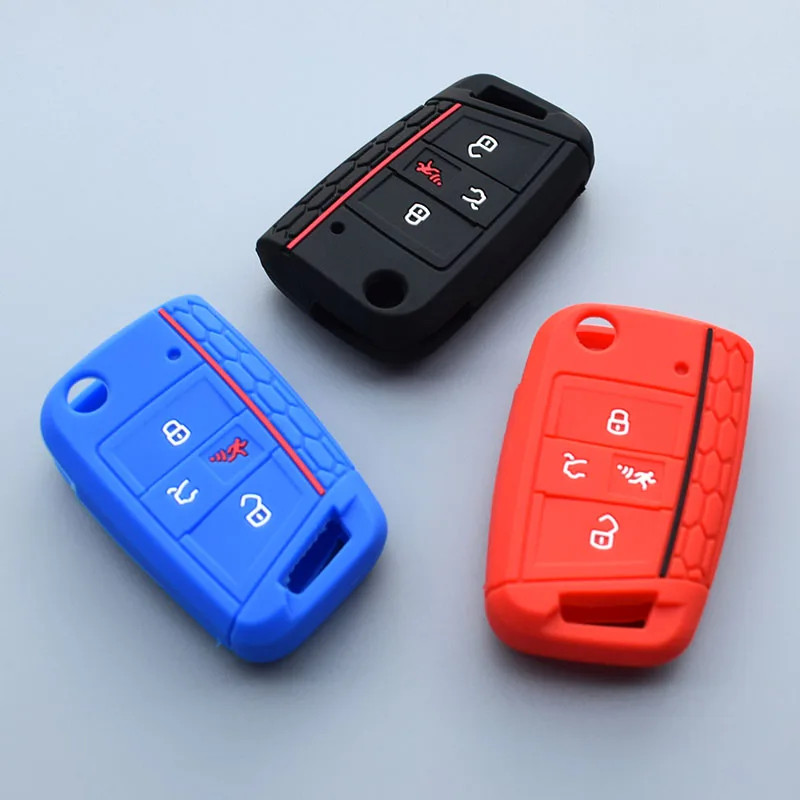 

Силиконовый чехол для ключа с 4 кнопками чехол для VW Polo 2016 2017 golf 7 MK7 для Skoda Octavia combi A7 откидной защитный чехол для пульта дистанционного управл...