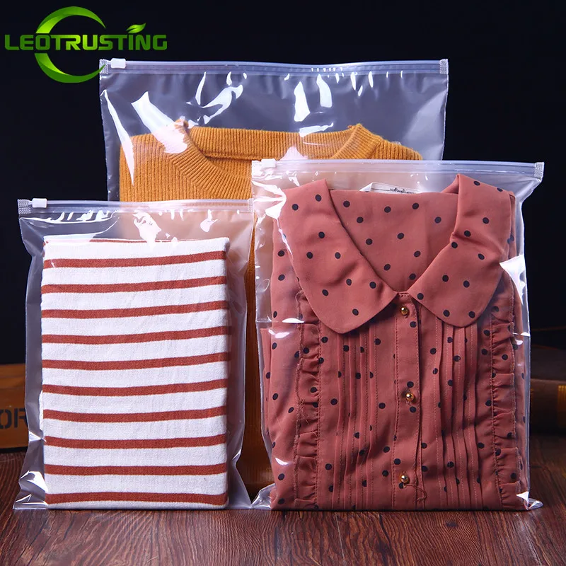 

50pcs One Side Clear One Side Frosted Clothing Zipper Bag Underwear T-shirt Clothes Outside Travel Household Packaging Pouches