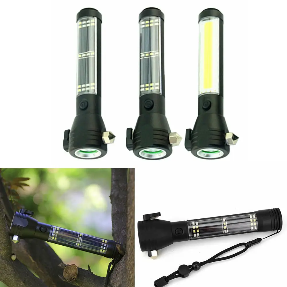 Многофункциональный ударный фонарик для безопасности автомобиля на солнечной