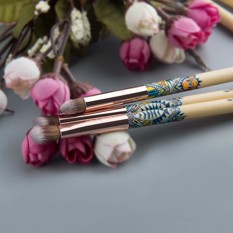 Anmor 8PCS Bamboo Makeup Brush Set High Quality Rose Gold Wood Handle Eyeshadow Blending Make Up Brushes Professional Tool | Красота и