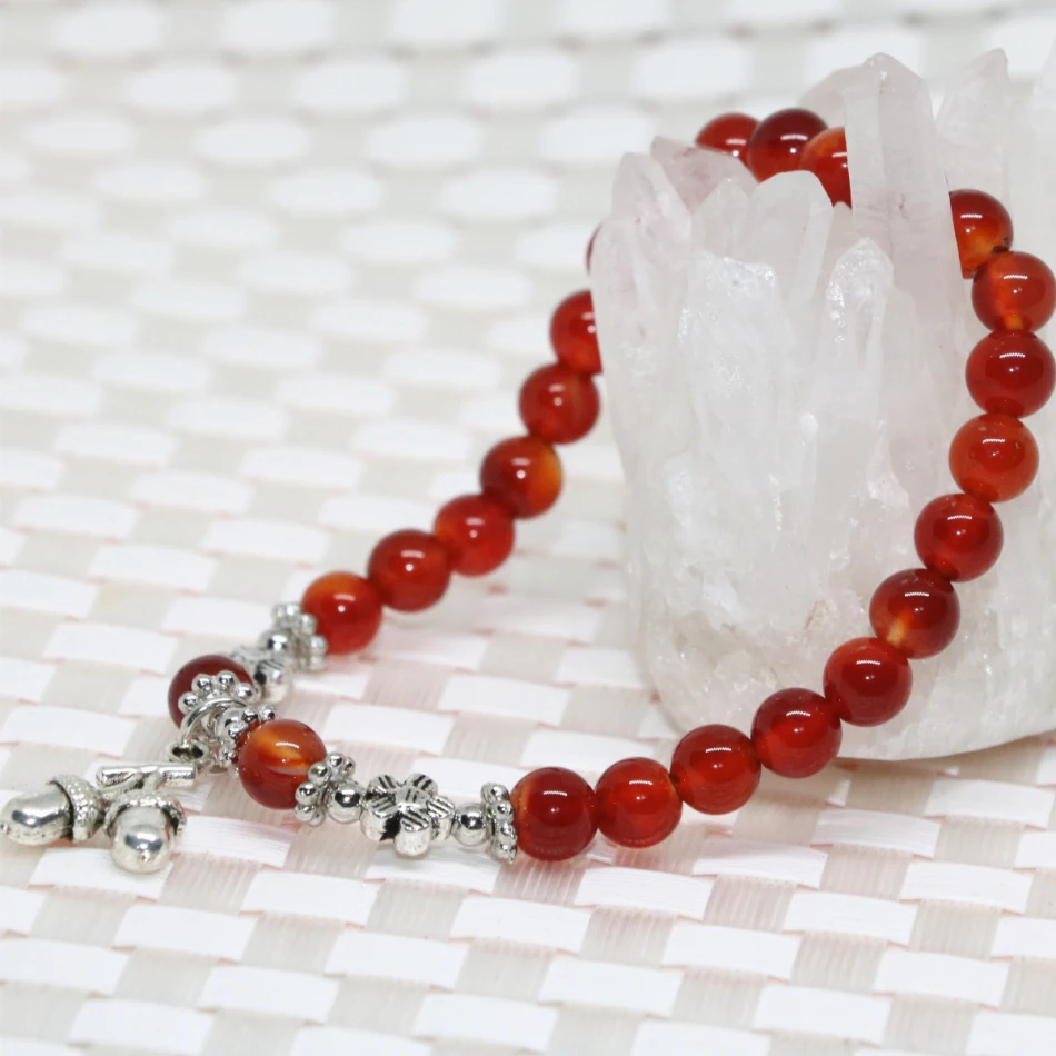 Женское Ювелирное Украшение с красным Сердолик из натурального камня диаметром 6