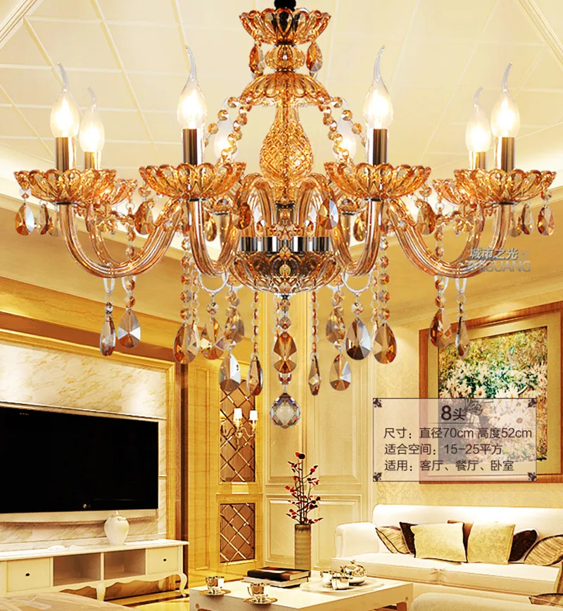 Светодиодная Янтарная Золотая люстра lustre de cristal для фойе гостиной подвесная