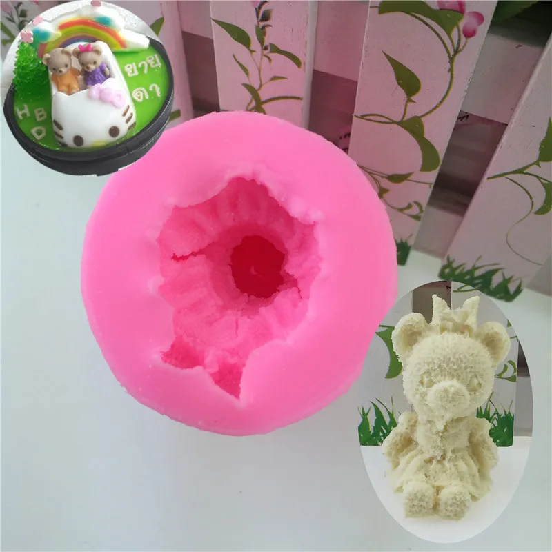 Girl Mold Мультфильм 3D животное плюшевый медведь шоколадное мыло формы DIY Инструменты для украшения тортов из мастики силиконовая форма кухонные принадлежности для выпечки - Цвет: Girl Mold