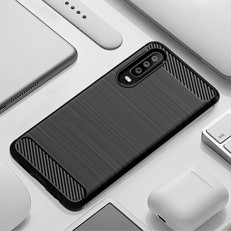 Чехол для Huawei P30 Lite мягкий силиконовый матовый чехол из углеродного волокна Pro
