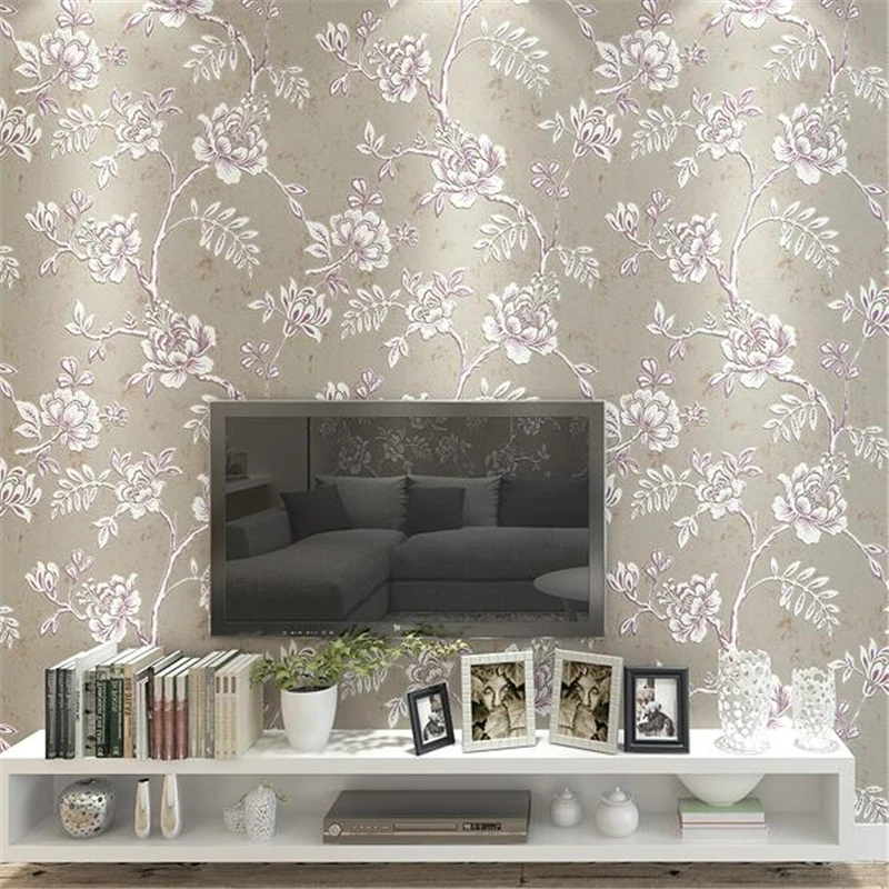 beibehang Modern minimalist 3D embossed living room TV background wallpaper bedroom fashion pastoral non-woven | Обустройство дома