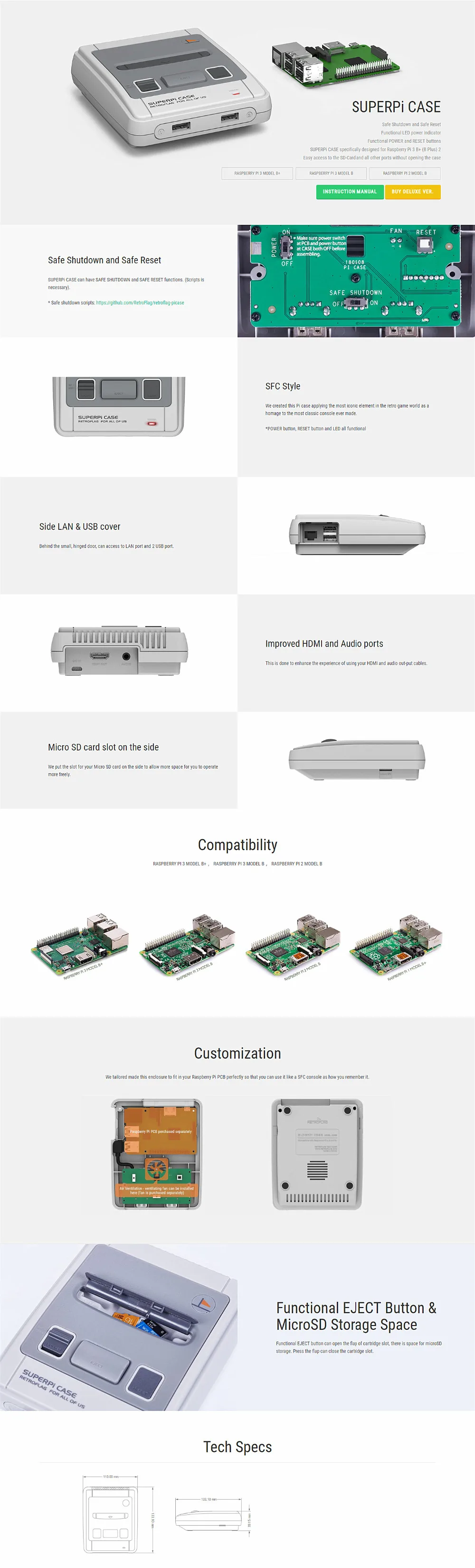 Чехол GeeekPi Retroflag SUPERPi-J NESPi чехол с дополнительным игровым контроллером сумка для переноски для Raspberry Pi 3B+/3B/2B
