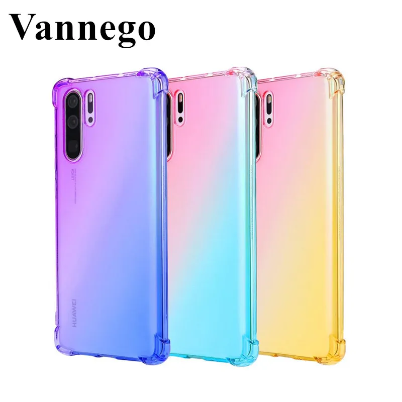 

Rainbow gradient airbag shockproof phone case for huawei P30 P20 pro P30 lite mate 20 20lite 20X soft TPU silicone cover cases