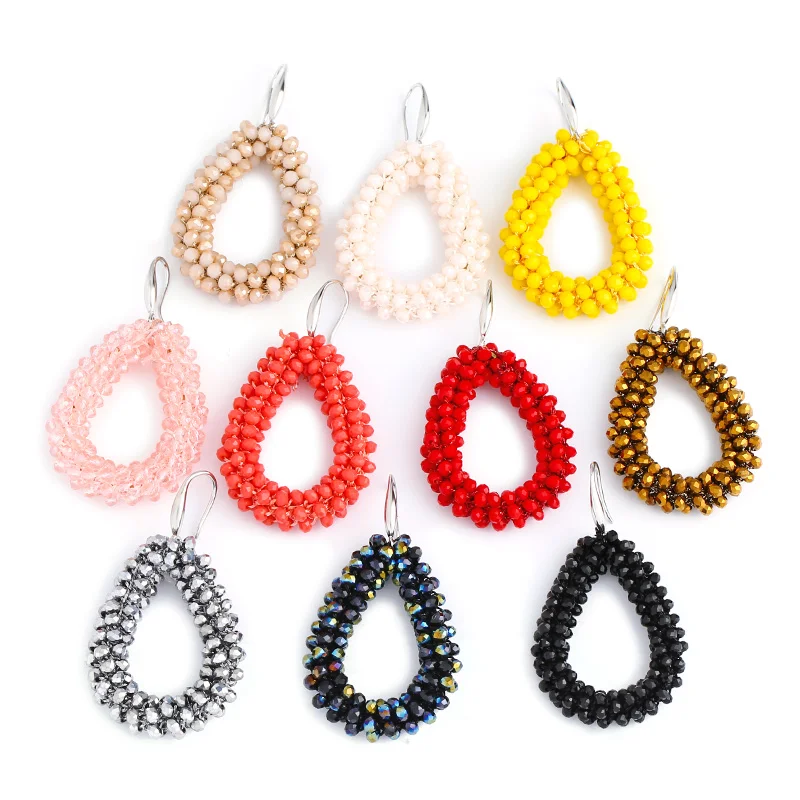 FLOLA 10 цветов серьги с бисером из кристаллов для девочек Boho Pendientes красные бусы