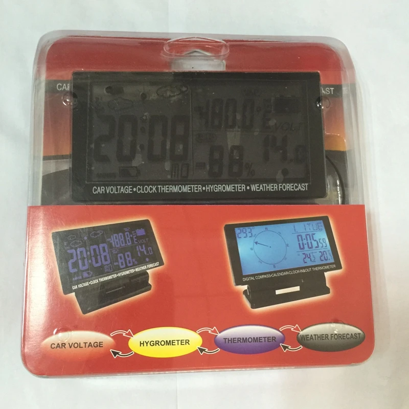 Цифровой Автомобильный термометр с ЖК дисплеем гигрометр 4 в 1 прогноз погоды на