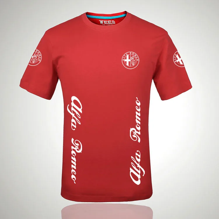 Футболка из 100% хлопка с коротким рукавом футболка логотипом Alfa Romeo Повседневная