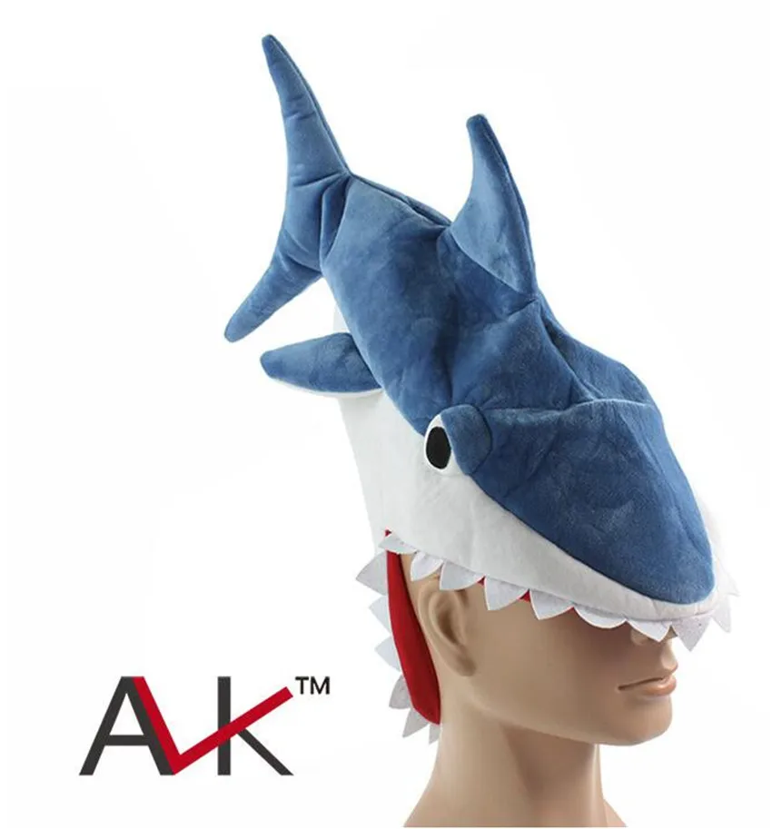 Животное акула косплей костюм 3D шляпа творческая индивидуальность причудливая Кепка есть человек шалость Акула шляпа - Цвет: Синий
