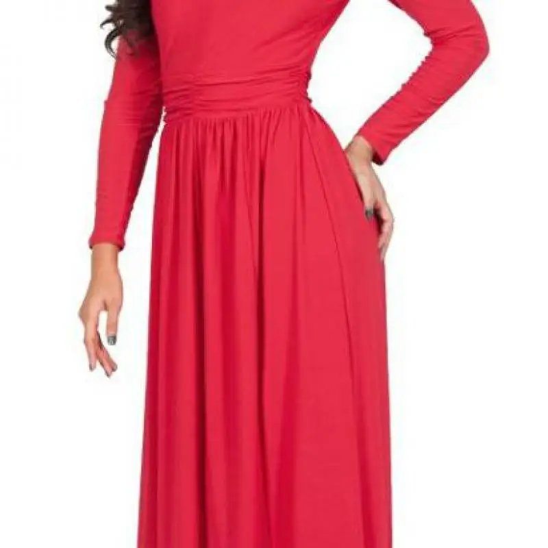 Women Maxi Dress Длинным Рукавом Плюс Размер Одежды Нерегулярные Осень Европа V-образным