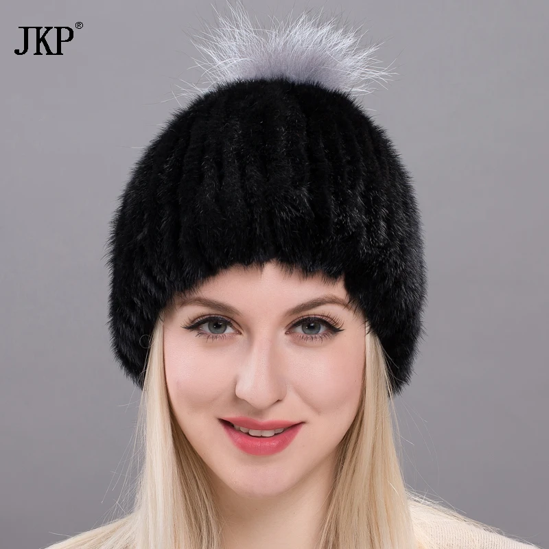 JKP 2020 Новая модель замшевых туфель Кепки головка из меха черно бурой лисицы