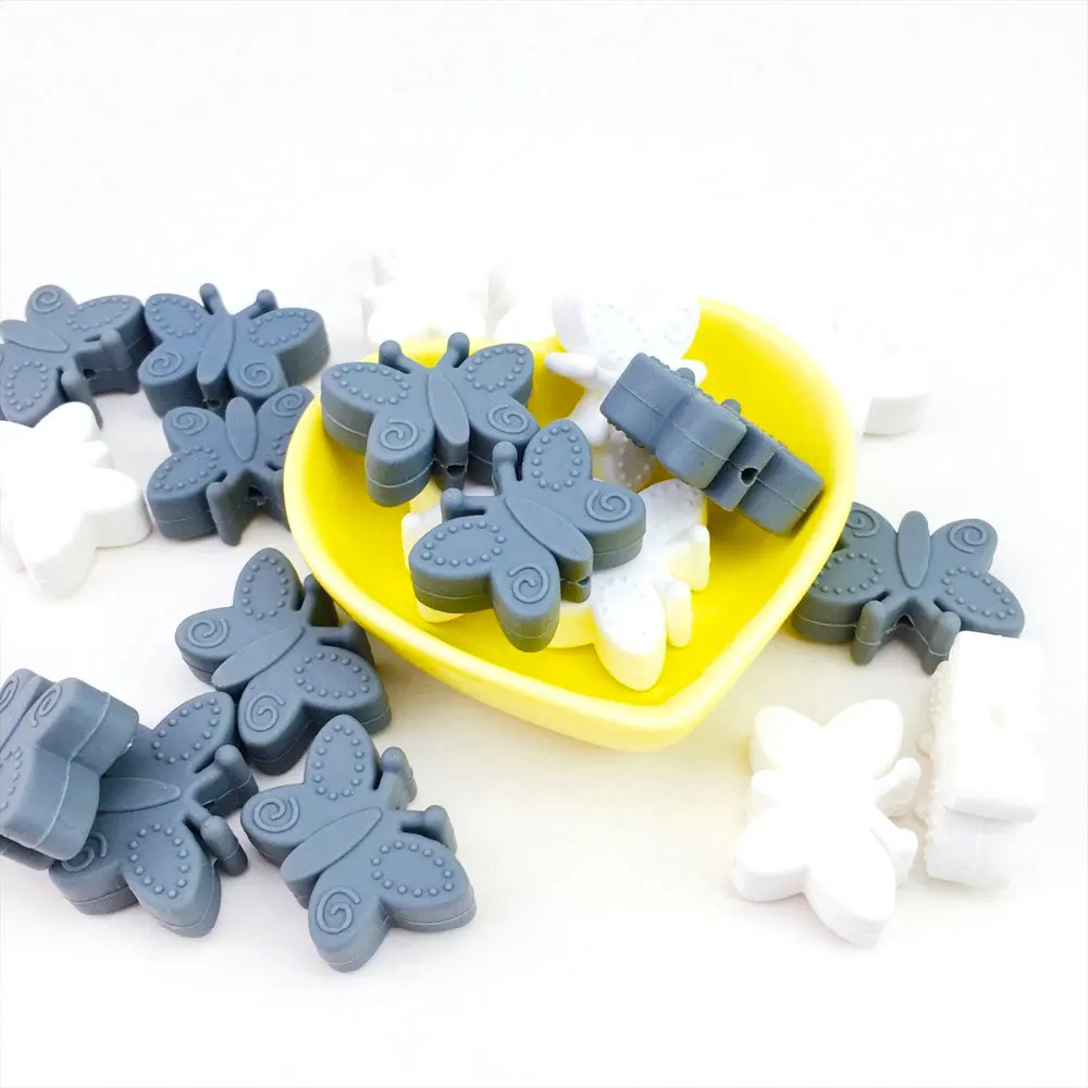 

10pc Silicone Beads Mini Silicone Butterfly Teething Beads BPA Free For Teething Beads Jewelry DIY Making Rodent Pendant Toys