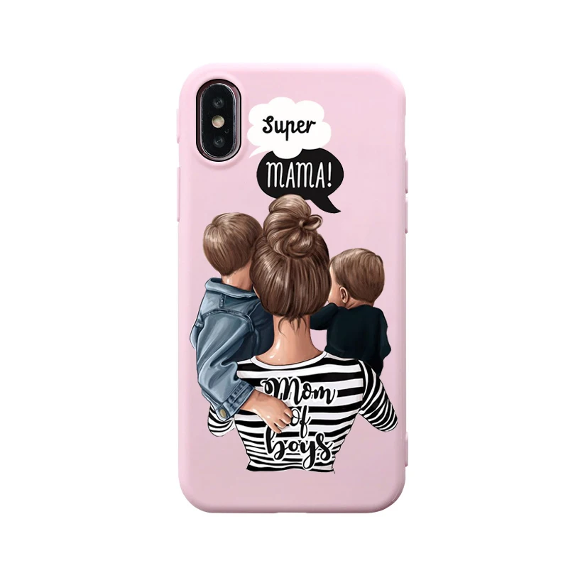 Модный мягкий розовый Силиконовый чехол для телефона с надписью Super Mom и