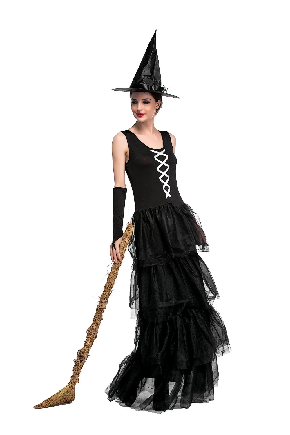 2017 топ. Горячие взрослые сексуальные костюмы ведьм мадам черный длинный ведьмы