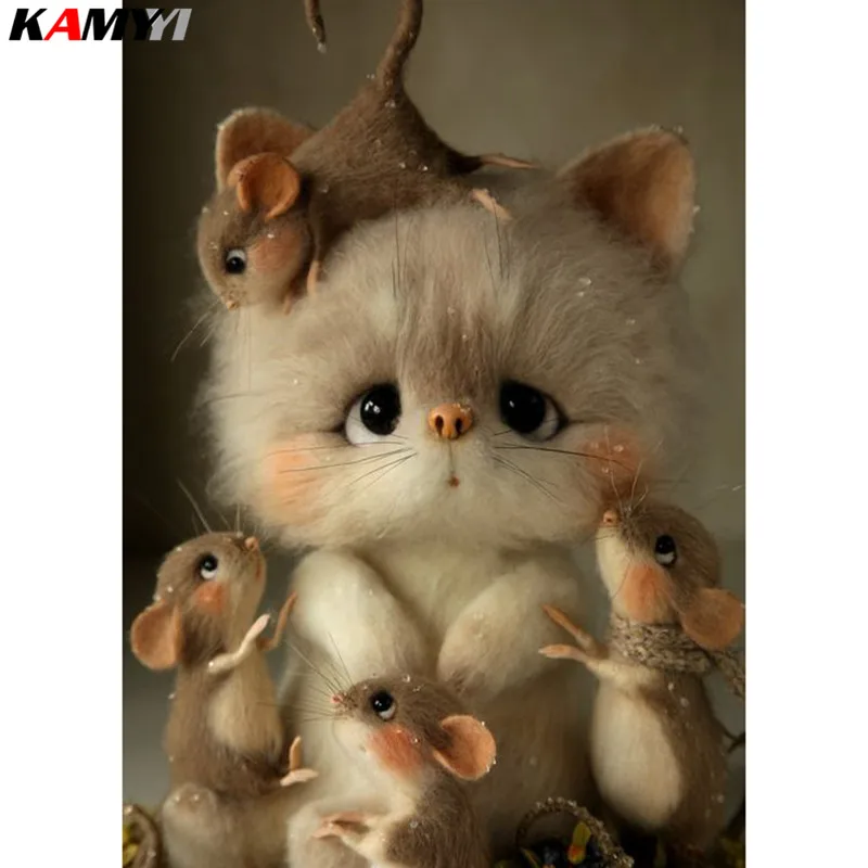 

5D diamond embroidery cat & mouse diamond painting cross stitch mosaic cartoon full square/round diamond decoration home