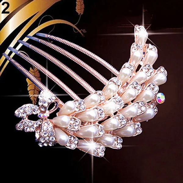 Newly Fashion Women Bridal Wedding Pearl Crystal Rhinestone Hair Comb Clip Hairpin Accessories Jewelry Gift dropship | Украшения и