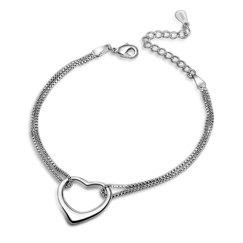 

KOFSAC New Fashion Pure Silver 925 Bracelets For Women Elegant Hollow Love Heart Bangles Minimalism Jewelry Valentine's Day Gift
