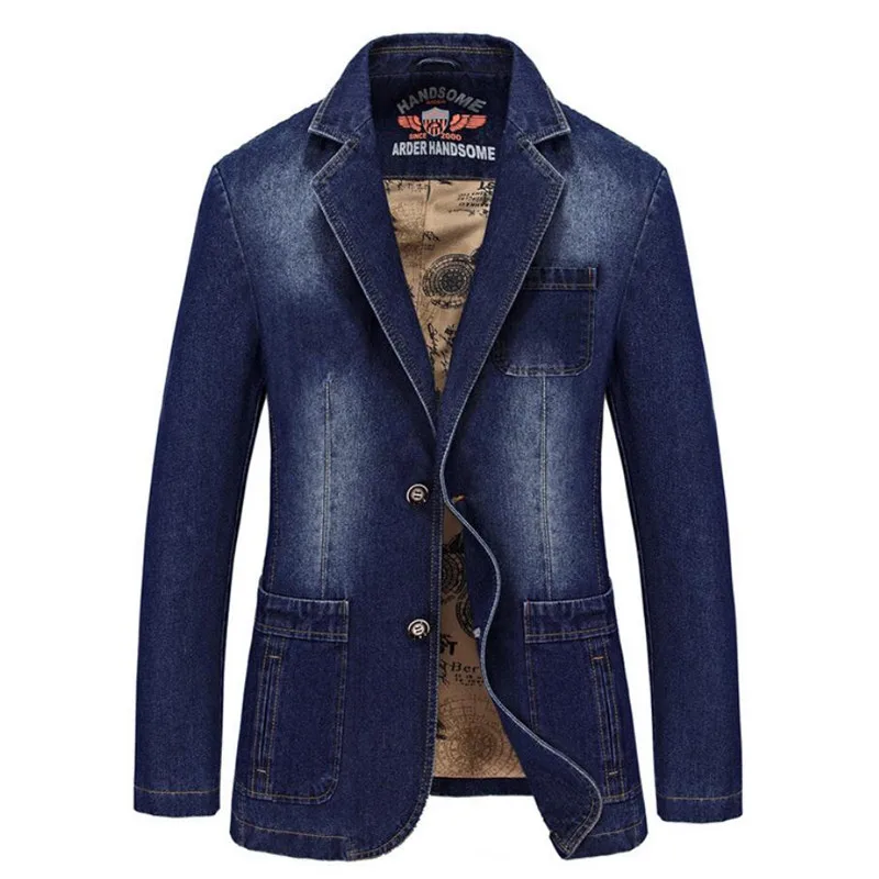 ROHOPO Black Man Denim Blazer Medium Slim Thick Cotton Casual Male Outwear Spring/Autumn Men Single Breast blazer | Мужская одежда