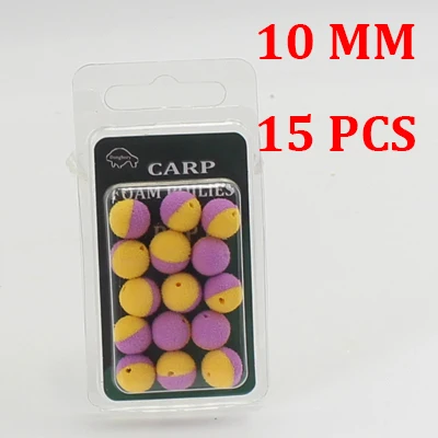 10MM-Purple N Yellow 12/15 шт. Карп Рыбалка бойлов приманки Twin Цвет пены Pop Up бойлов метод подачи для подачи рыболовного крючка Карп волос Zig Rig - Цвет: 10MM-Purple N Yellow