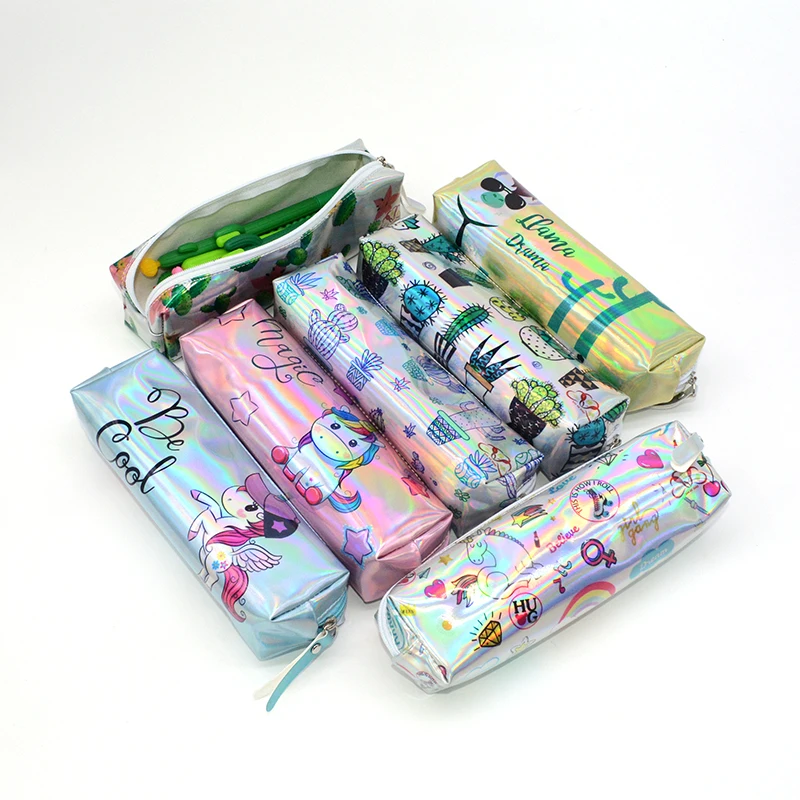 Case Trousse Scolaire Estuche Unicorn Escolar School Pencilcase Flamingo Alpaca Estuches Laser Scolaire Stylo