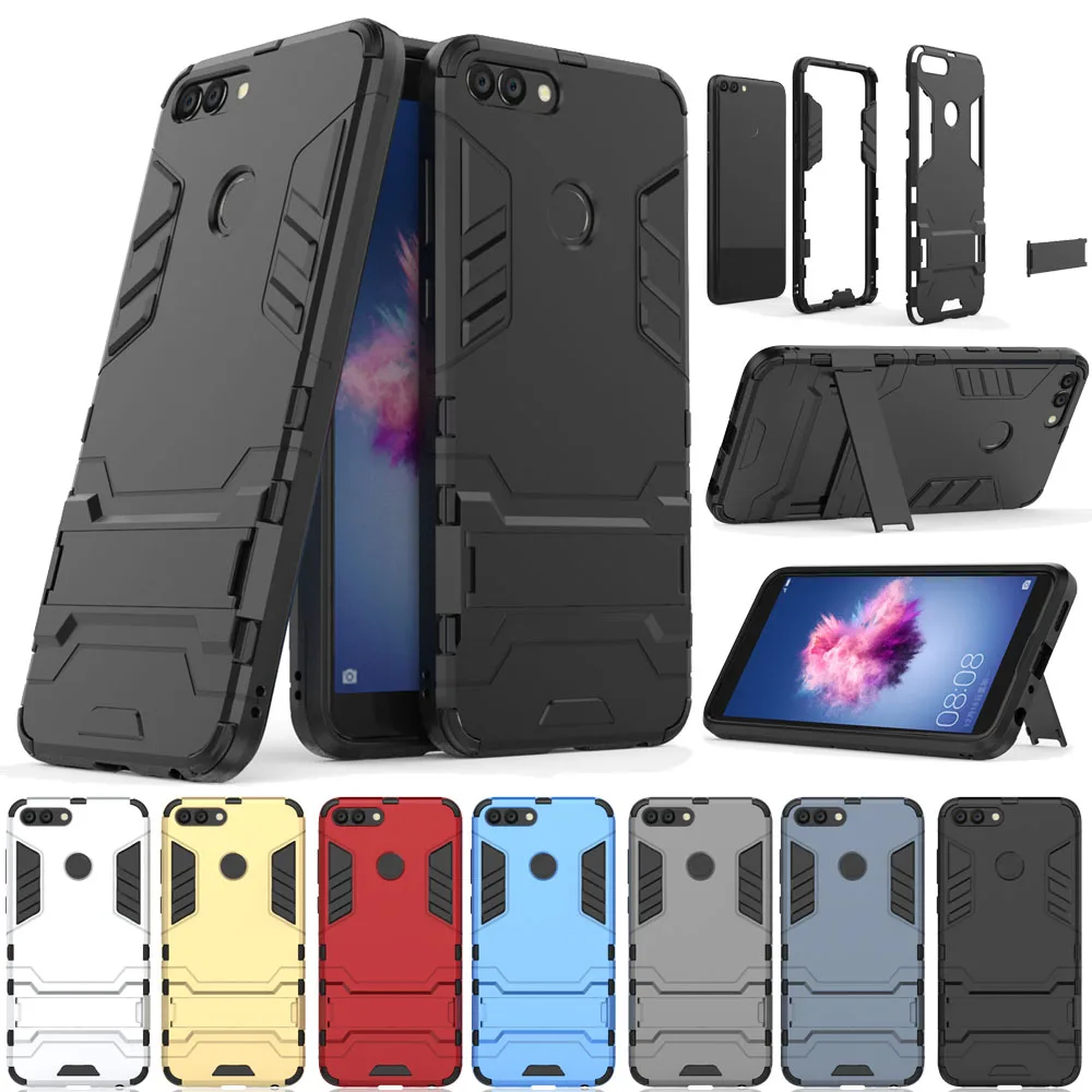 Двухслойный Гибридный Прочный чехол с подставкой для Huawei P Smart / Enjoy 7s Мягкий ТПУ