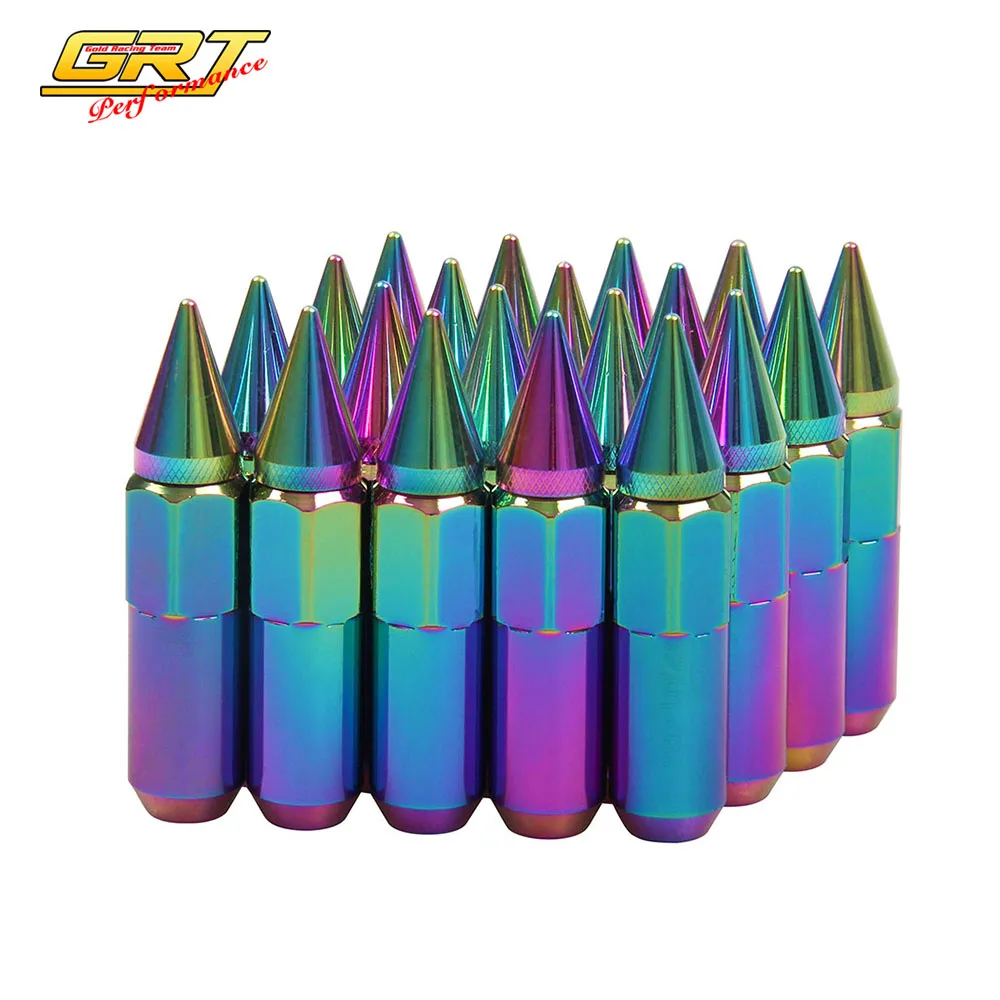 GRT 60 мм Neo Chrome колеса автомобиля Гайки 12x1.5/1.25 рифлёная wtih шип болты Гайки|lug nuts|wheel