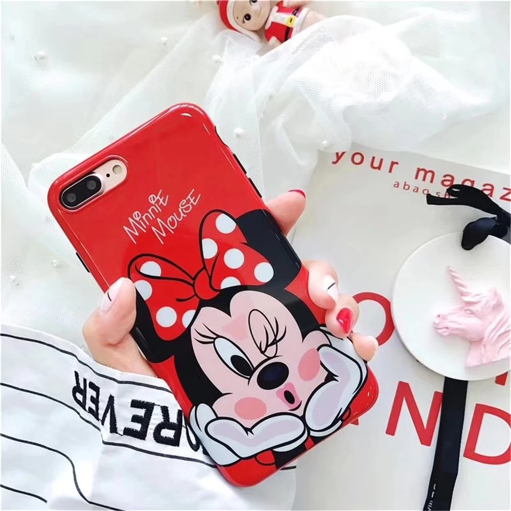 Case For Iphone 8 Cute Mickey Minnie Mouse Pattern Couples Phone Cases IPhone Plus IMD Soft TPU Glossy Back Covers Fundas |