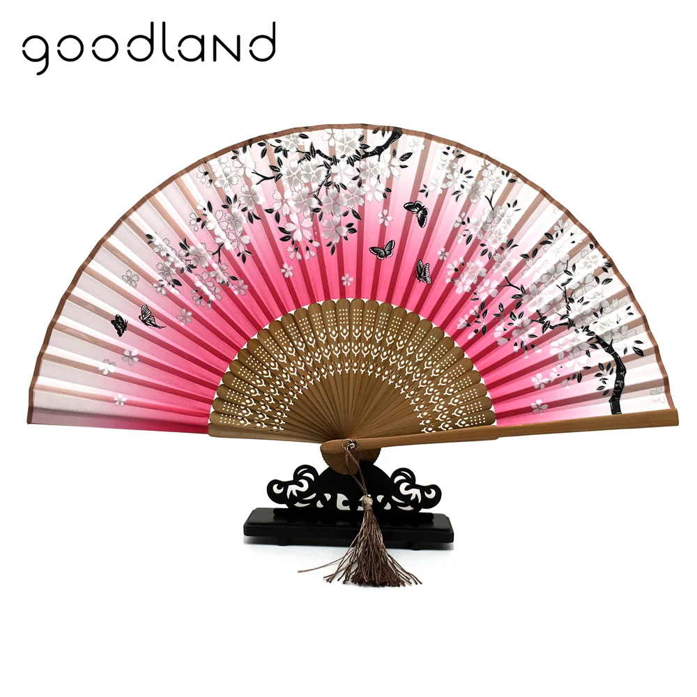 Бесплатная доставка 5 шт. шелковые веер с принтом вишни для свадебной вечеринки