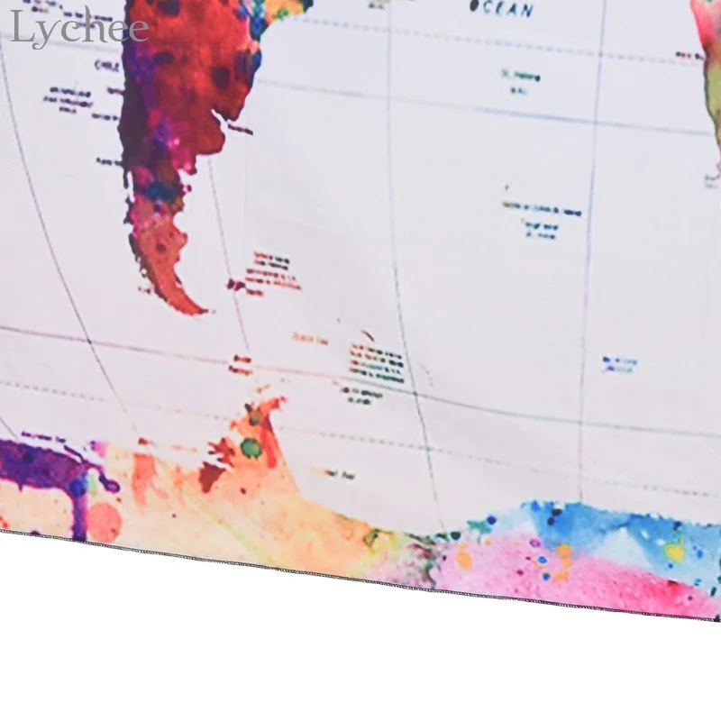 Lychee Life 1pc World Map Tapestry Wall Hanging Rectangle Polyester Living Room Decoration | Дом и сад