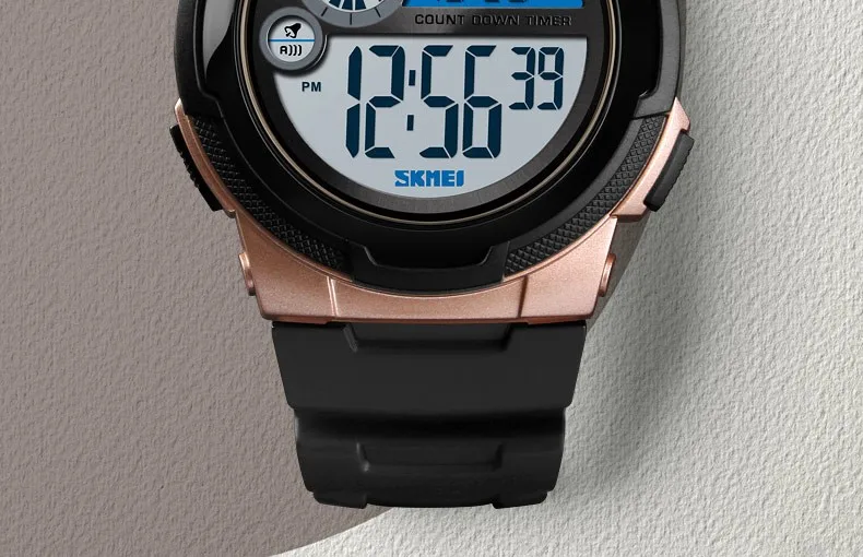 SKMEI NEW Sports Watch Men Stopwatch 5bar Waterproof Wristwatch PU Wristband Alarm clock Digital Watches erkek kol saati 1437