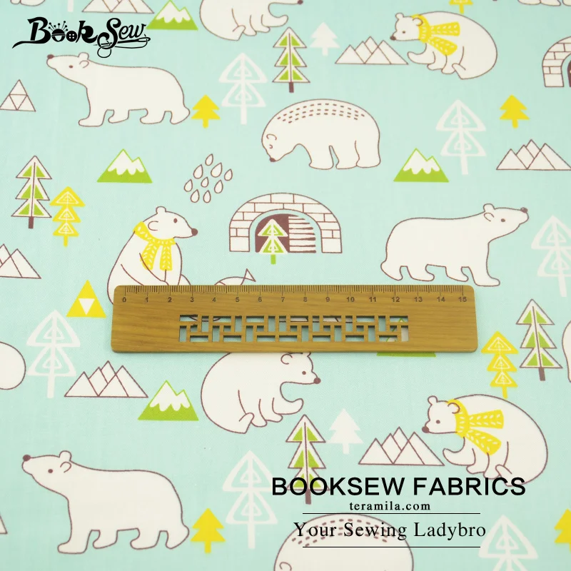 Booksew мятно зеленый хлопок саржа Polar Bears Дизайн Швейные ткань простыня стежка Tecido