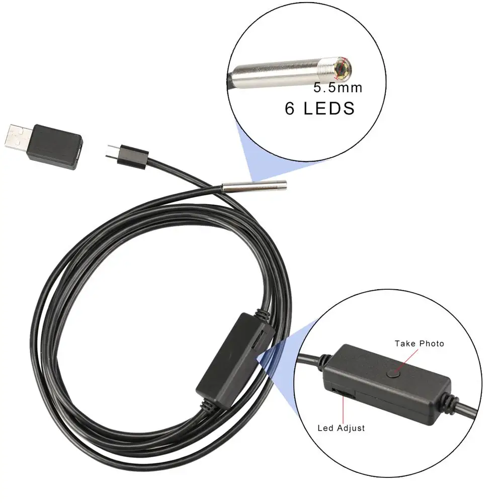 Wimius 5.5 мм USB мини инспекции Камера IP67 Android эндоскопа бороскоп Tube Snake