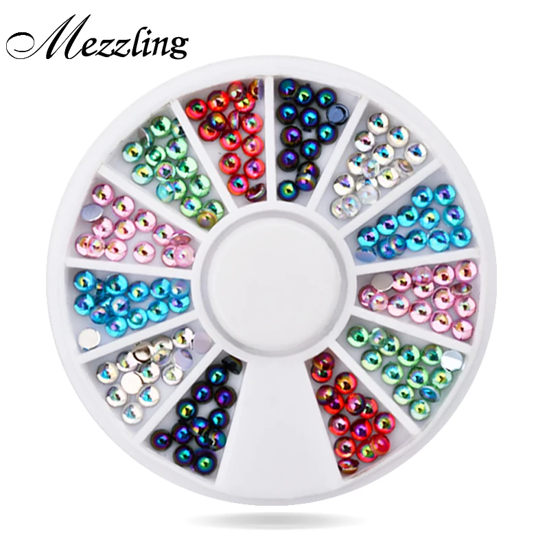 

New 3mm 150pcs/set Nail Art Glitter Rhinestone Wheel Mix 6colors Charm 3d Nail Beads DIY Decoration Tools
