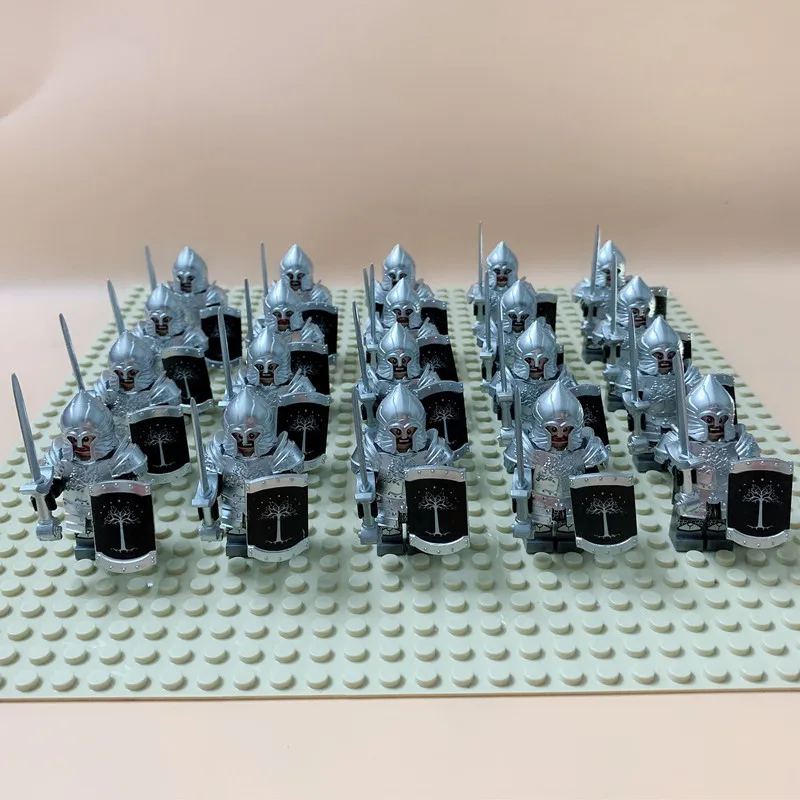 XP107 20PCS 20 шт. leingly Урук ха Властелин колец фигурка солдат Гондора рыцарь копье меч строительные блоки кирпичи игрушки - Цвет: XP107 20PCS