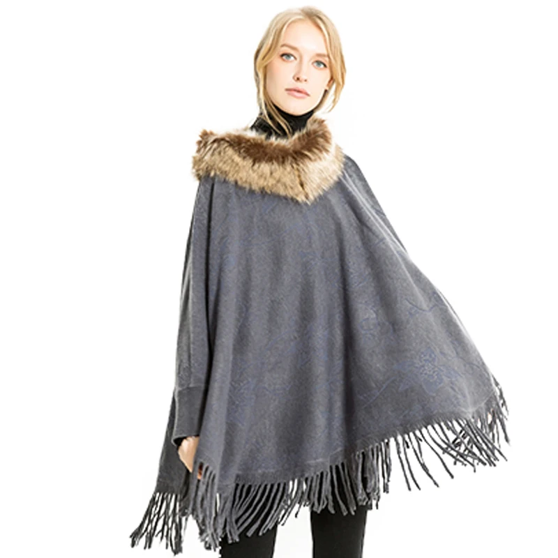 Женские шарфы и накидки FS Ponchos зимние теплые с меховым воротником шаль из эшарпа |