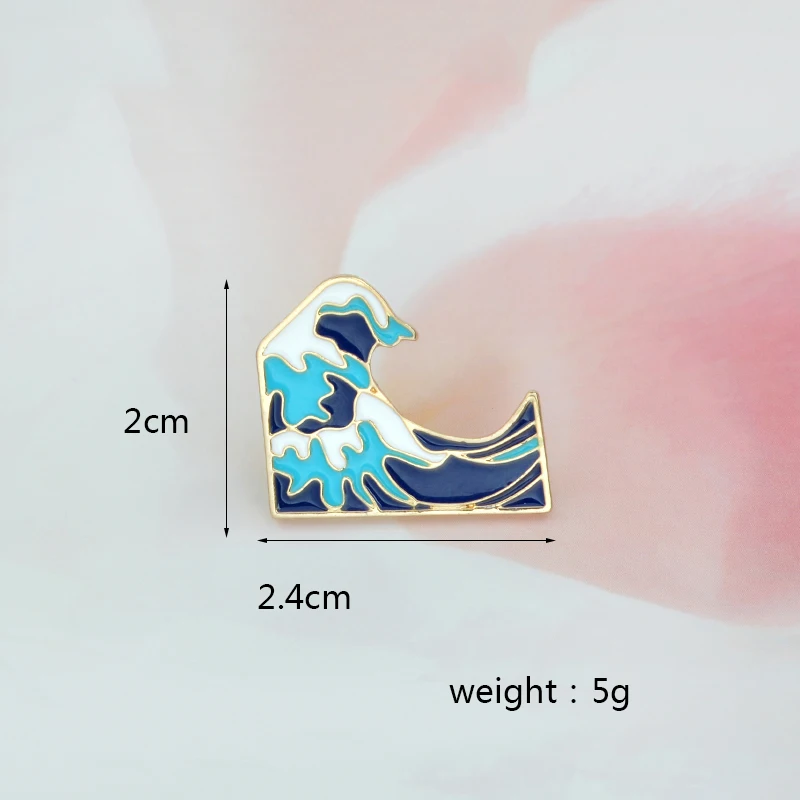 Blue sea waves Brooch Collar Ocean Coat backpack bag Jackets Pin Badge Cartoon Jewelry Gift for Kids Children souvenir | Украшения и