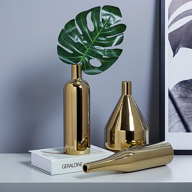 Европейская керамическая ваза с золотым покрытием Настольная Маленькая для