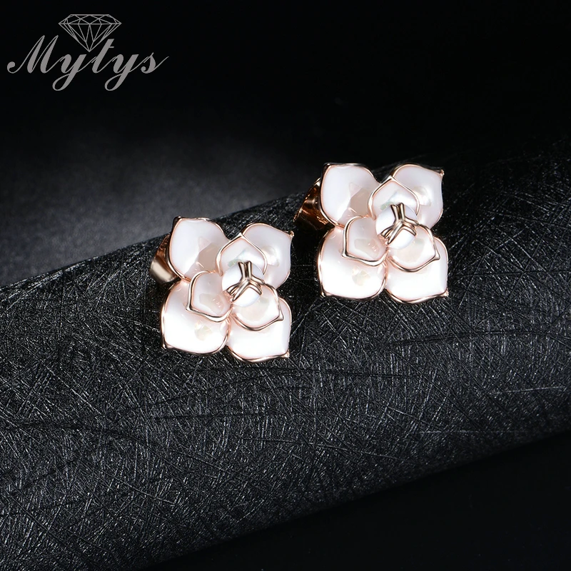 Женские серьги Mytys модные пусеты высокого качества с цветами CE293|flower earrings for