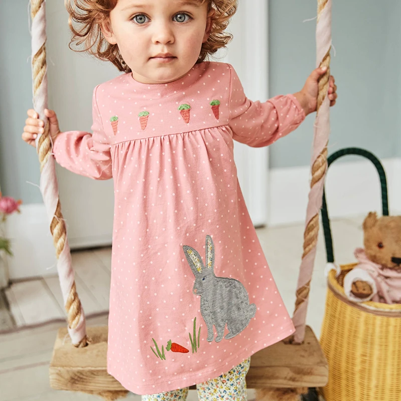 Комплекты детской одежды Little maven Осеннее хлопковое Брендовое платье в горошек с