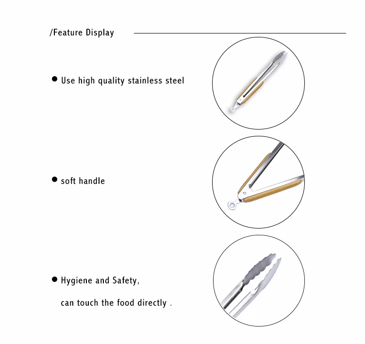 9 и 12 дюймовые Щипцы из нержавеющей стали бамбука кухонные щипцы инструменты