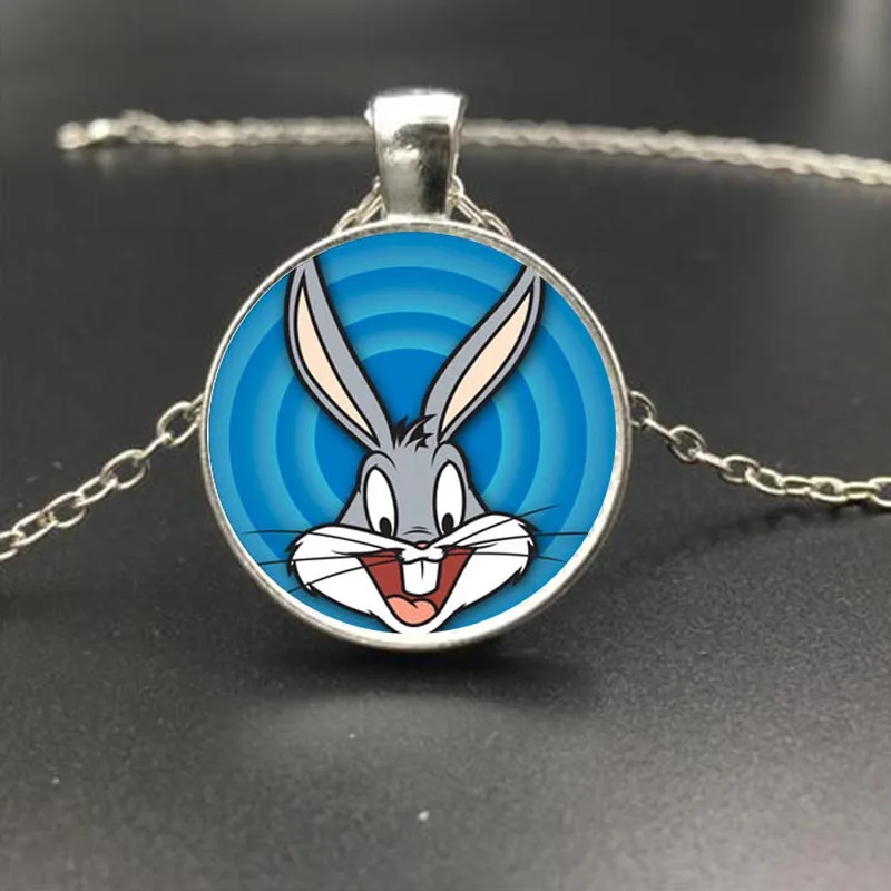 Прекрасный мультфильм Утка Розовый Мышь Кролик Луна Картина Стекло Цепи