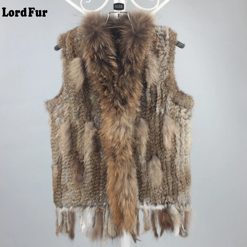(TopFurMall) женский жилет из натурального кроличьего меха меховой воротник енота с