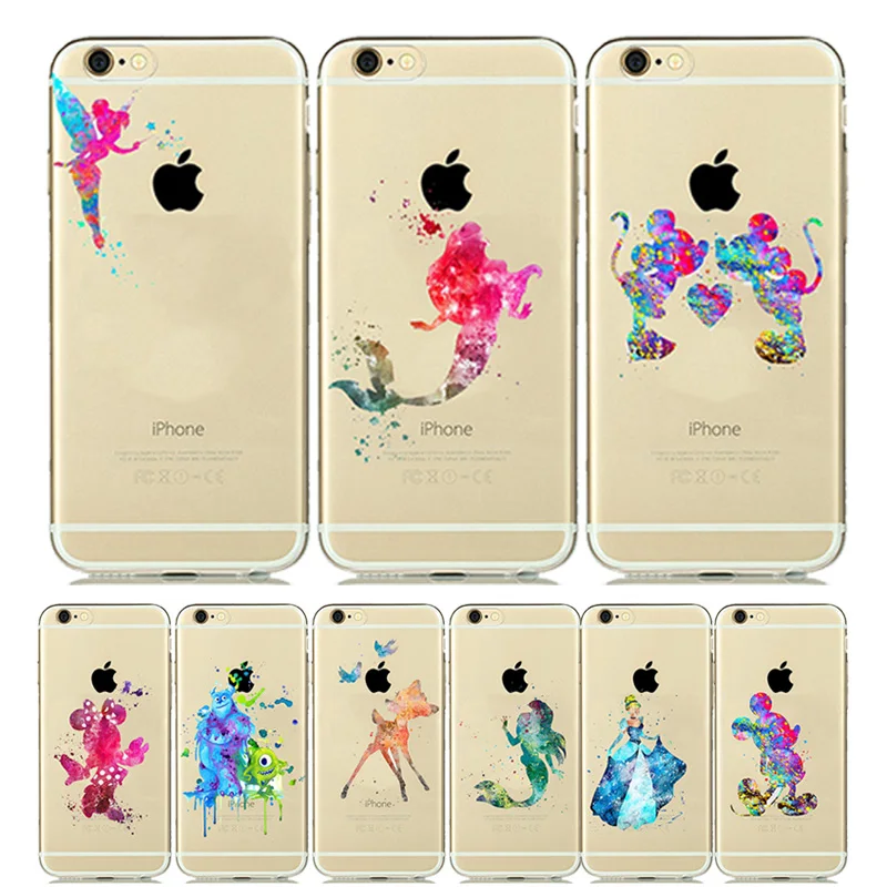 Милый силиконовый чехол Минни Маус для iPhone SE 5S 6s 7 8 Plus 7Plus 8 Plus чехол Белоснежка Русалка для iPhone8 iPhone7 Capinha