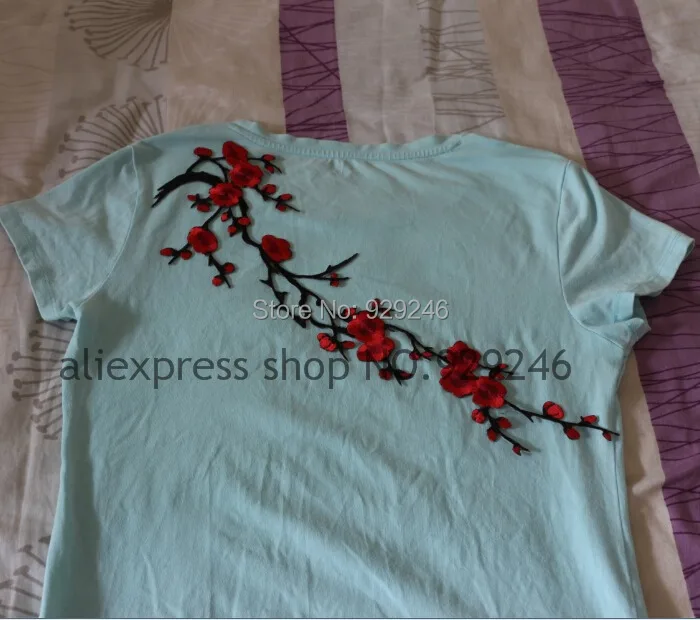 Бесплатная доставка 6 шт./лот китайский красный цветок сливы вышитый нашивка для
