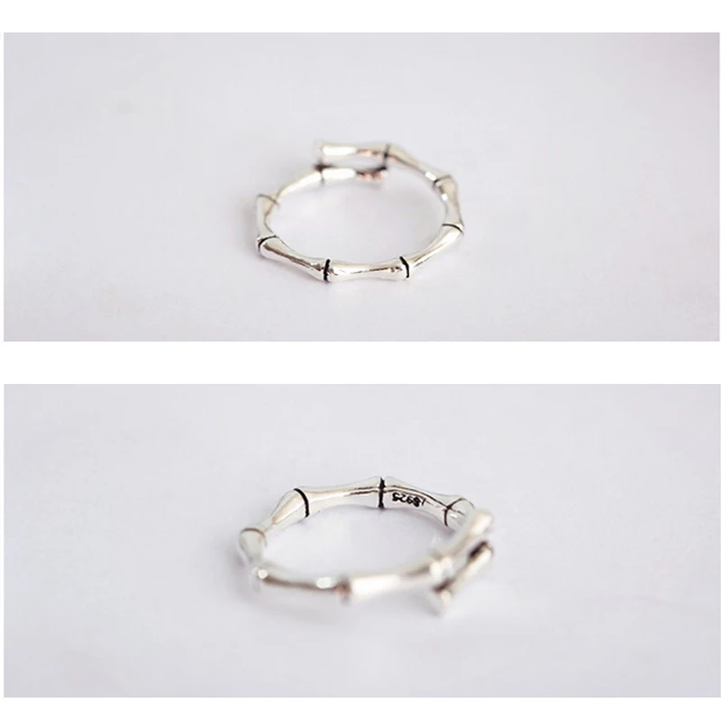 Серебряное кольцо из бамбука регулируемое в стиле панк с маленькими костями для